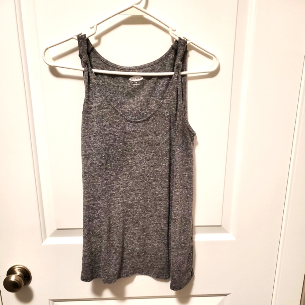 12/$30   🤍🖤like new old navy knit tank with knot detailing - heathered grey